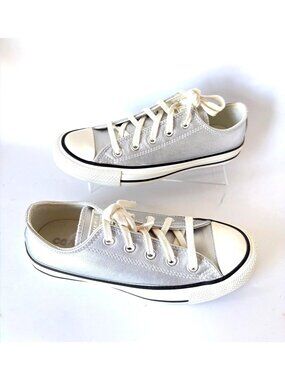 Converse All Star Womens Silver Low-Top Sneakers Size 6
